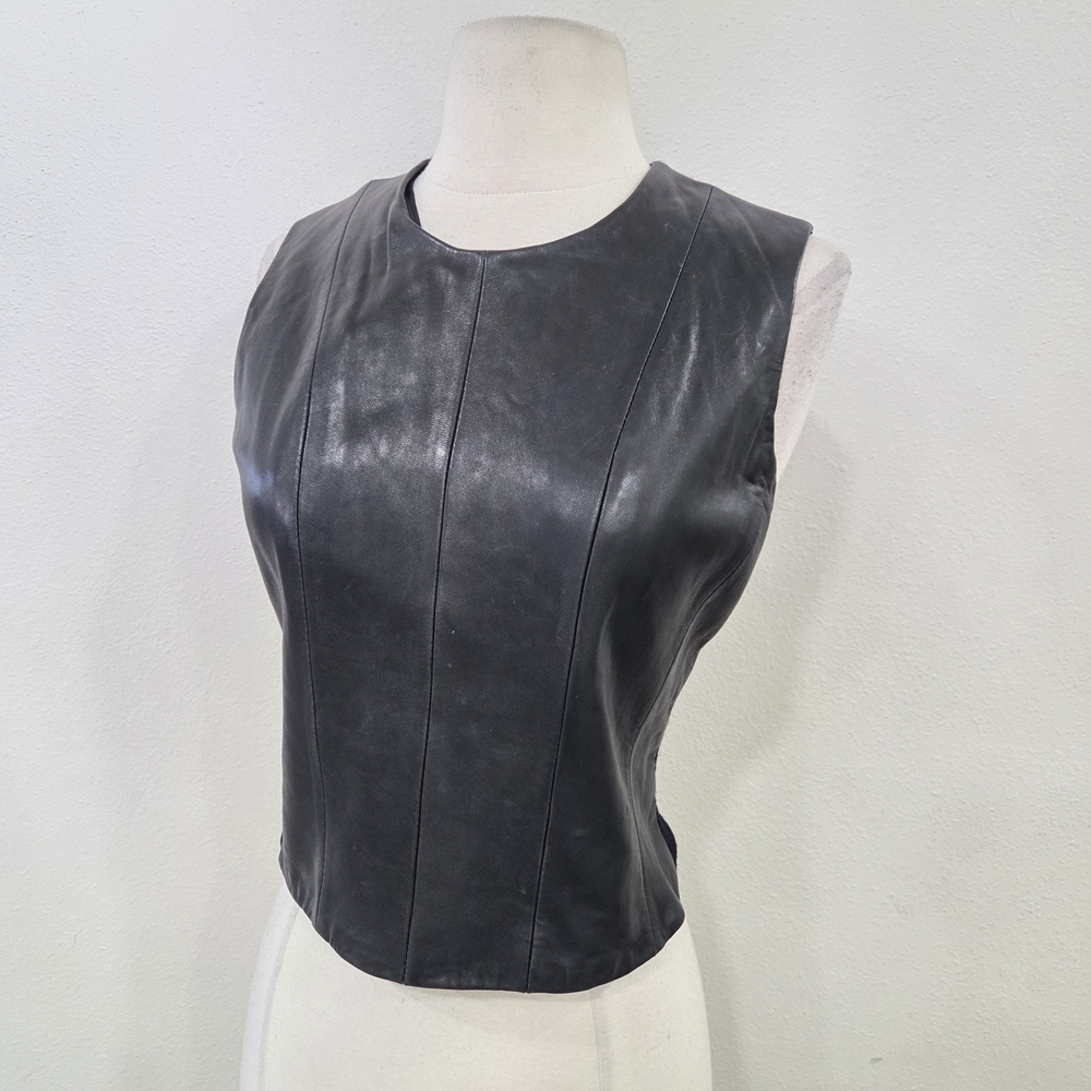 Banana Republic Black Leather and Wool Top